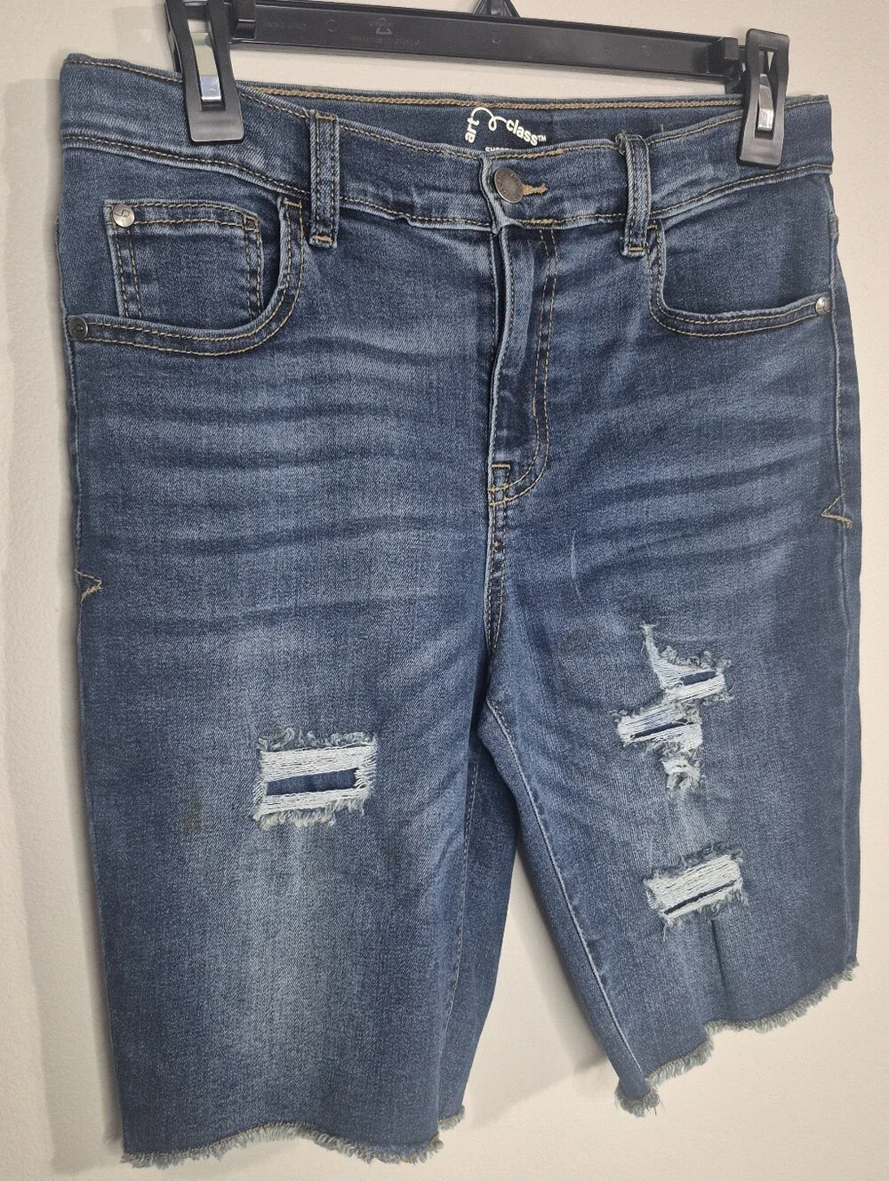 Art Class Distressed Girls Size 16 Denim Shorts - Blue